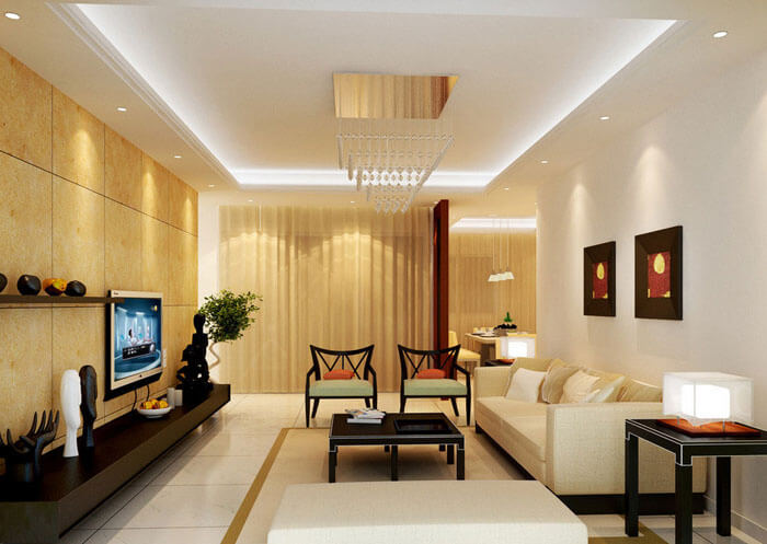 Concealed ceiling lights in the living room