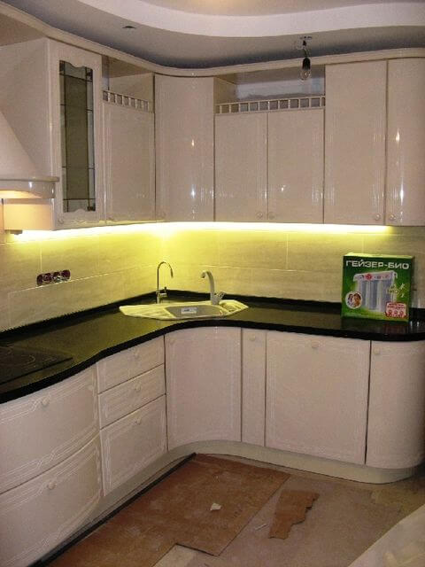 LED strip above the countertop