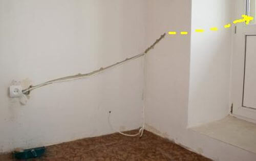 Conclusion of the cable from the outlet to another room
