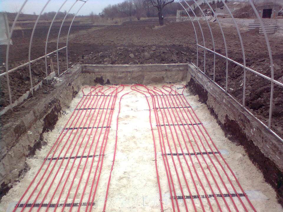 Photo of the soil heating system in the country