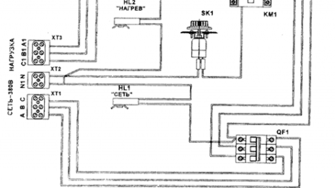 Scheme of connecting the sauna heater to the network