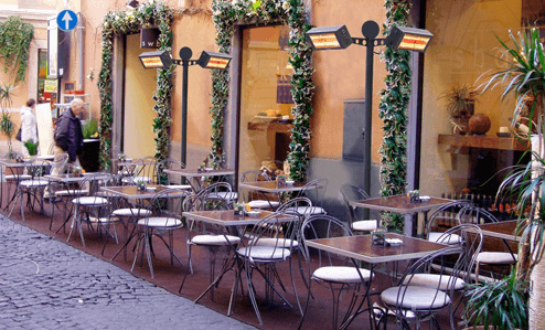 An example of heating a summer terrace in a cafe