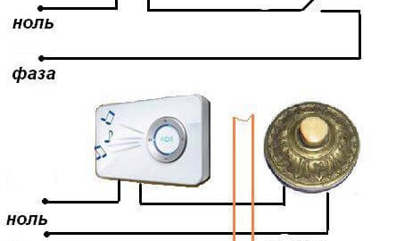 3 possible doorbell connection schemes
