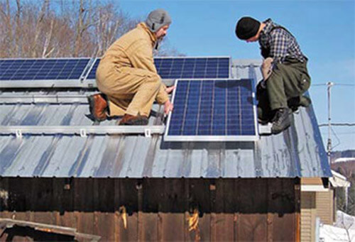 Roof solar panel installation