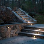 Spotlight on the center of the garden stairs