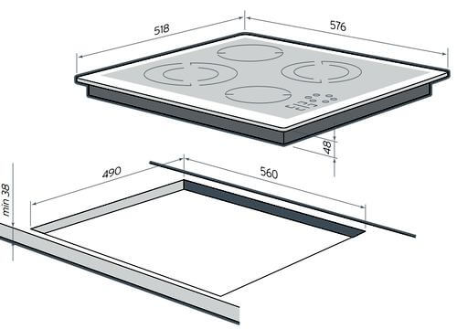 Worktop and surface dimensions