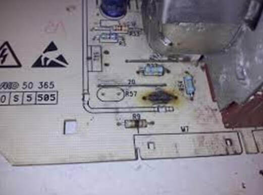 Damaged element on the board
