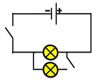 Диаграма за свързване на крушката с превключвател за светлина