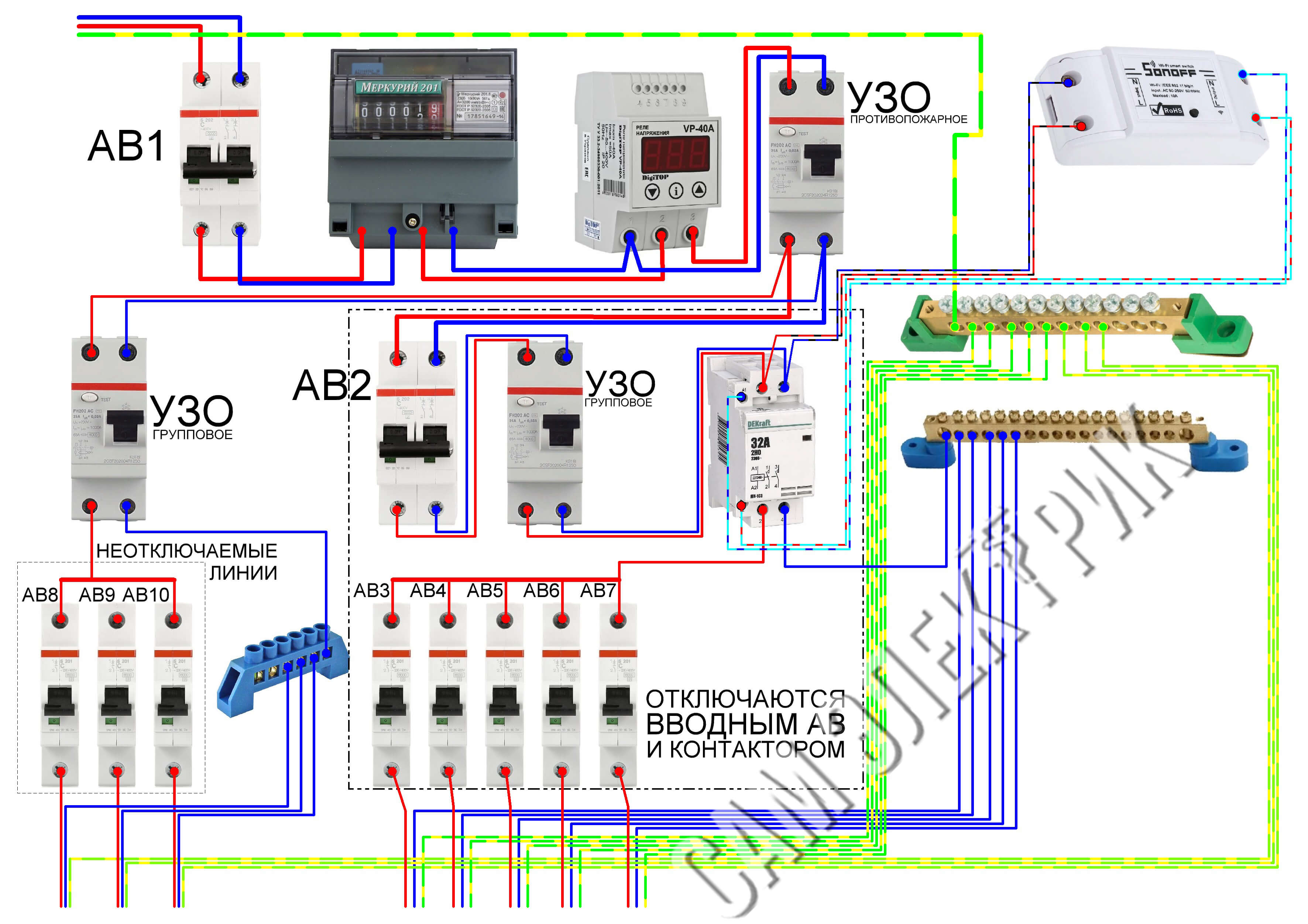 Wiring diagram with wifi relay