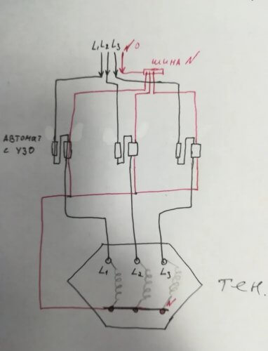 Connection diagram for heating elements