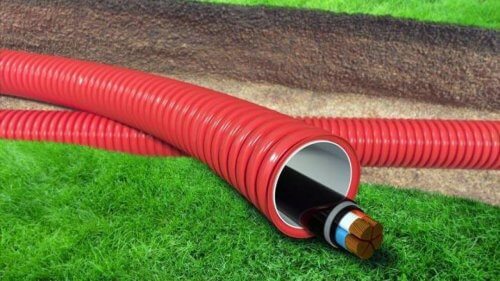 Cable underground in a protective PND-corrugated pipe