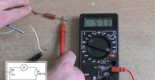 Measuring battery current in a resistor circuit
