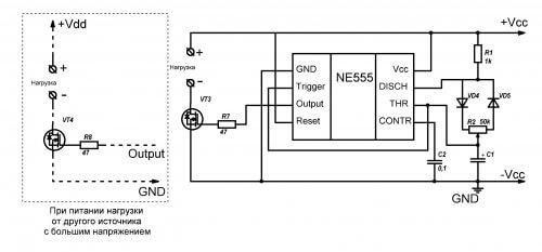 PWM controller on the NE555, the disadvantages of PWM power supplies and loads - combine.
